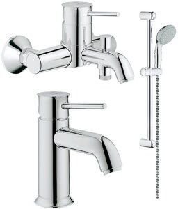 Изображение товара Душевой комплект Grohe BauClassic 124404 (гарнитур для ванны хром 3в1)