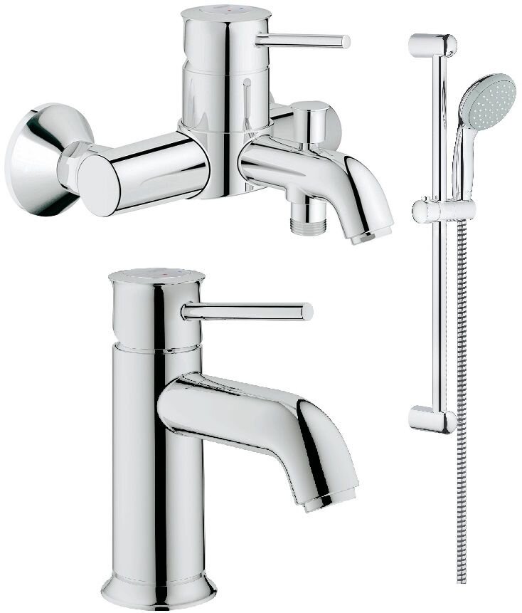 Изображение товара Душевой комплект Grohe BauClassic 124404 - хром 3в1, 5 лет гарантии