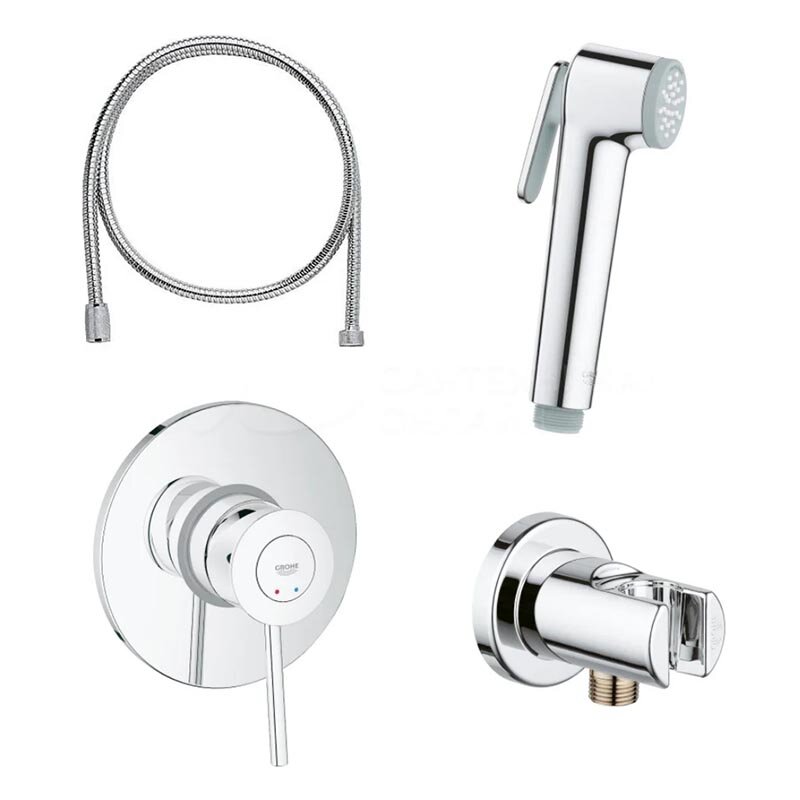 Изображение товара Гигиенический душ Grohe BauClassic 124434 со смесителем и хромированным покрытием