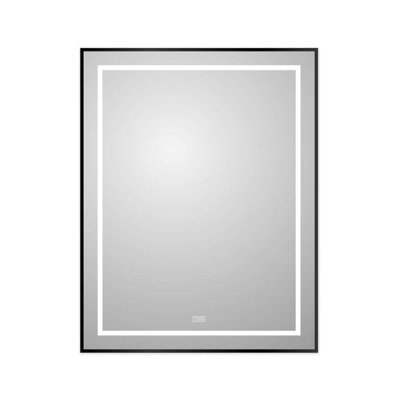 Изображение товара Зеркало BelBagno Kraft SPC-KRAFT-700-900-LED-TCH-WARM-NERO, 70 х 90 см, со встроенной подсветкой и подогревом, черный