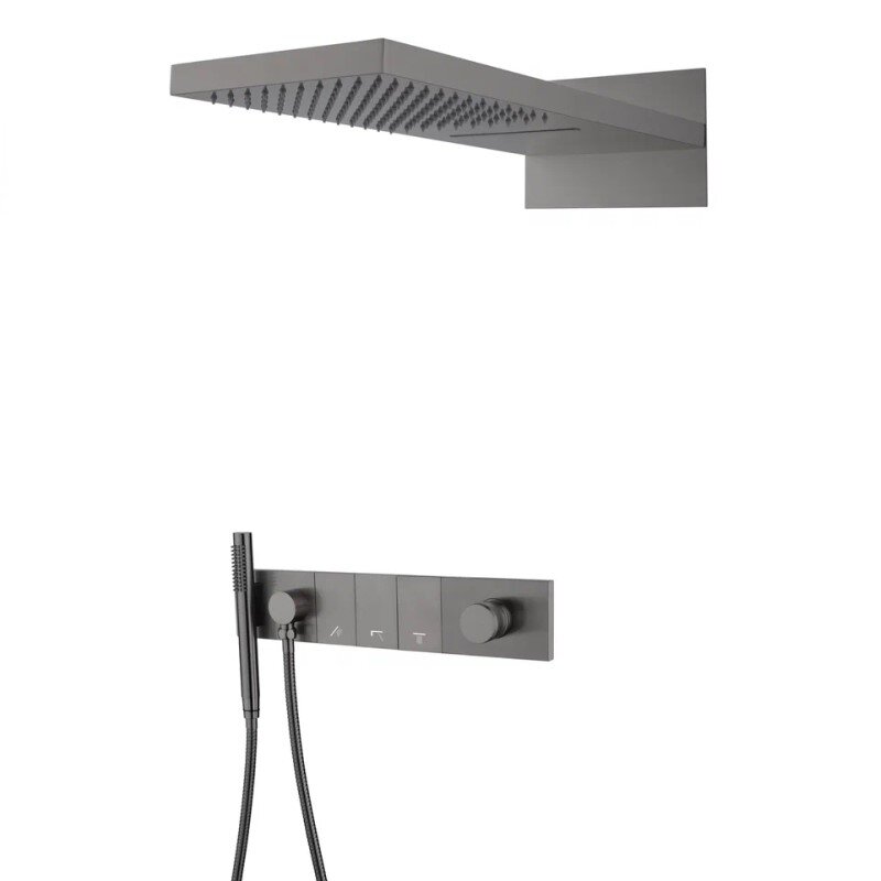 Изображение товара Душевая система Boheme Zodiac с верхним и ручным душем, вороненая сталь, gunmetal, 132-GM