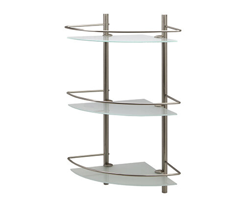 Изображение товара Стеклянная угловая полка WasserKraft K-3733 хром матовая закаленное стекло