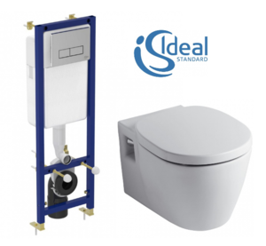 Изображение товара Инсталляция Ideal Standard с унитазом Connect E803501, сиденье микролифт, клавиша хром, комплект W880101