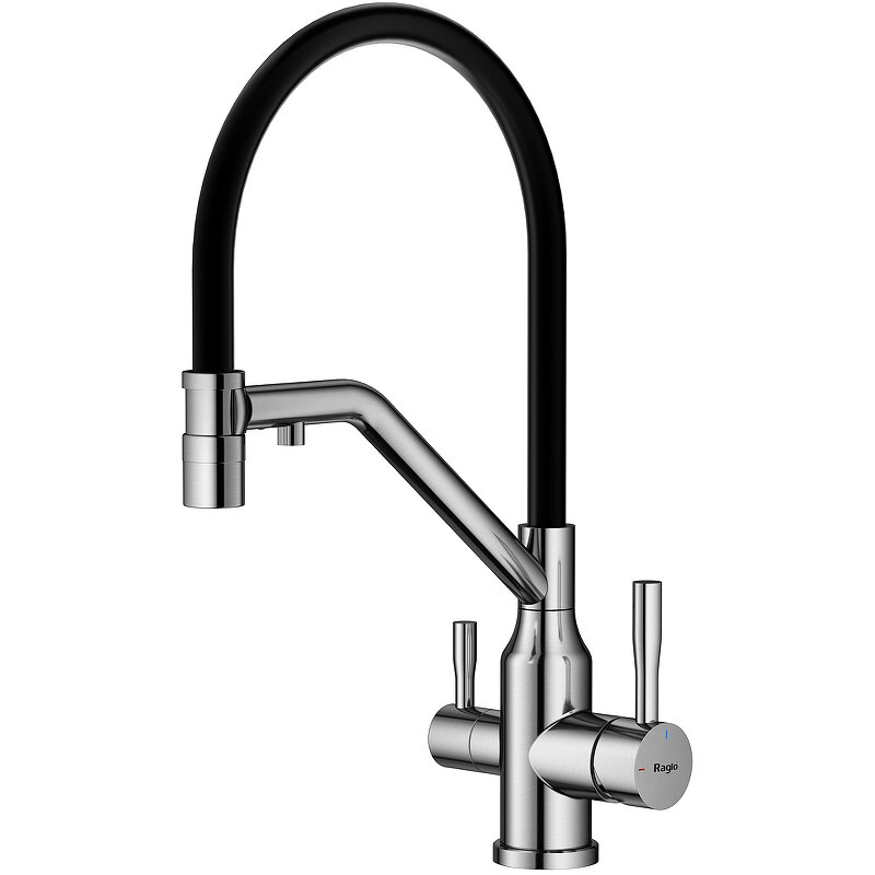 Изображение товара Смеситель для кухонной мойки Raglo R81.62.05, с подключением к фильтру, с гибким изливом, цвет сатин/черный Изображение товара Смеситель для кухонной мойки Raglo R81.62.05, с подключением к фильтру, с гибким изливом, цвет сатин/черный