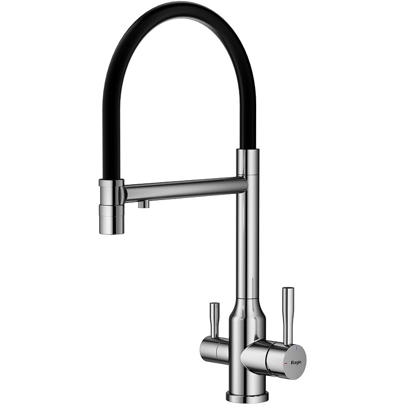 Изображение товара Смеситель для кухонной мойки Raglo R81.63.05, с подключением к фильтру, с гибким изливом, цвет сатин/черный Изображение товара Смеситель для кухонной мойки Raglo R81.63.05, с подключением к фильтру, с гибким изливом, цвет сатин/черный