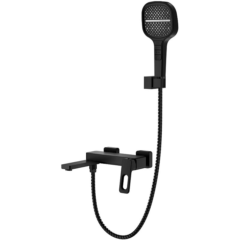 Изображение товара Смеситель для ванны и душа Raglo R51.30.06, с душевым гарнитуром, цвет черный матовый Изображение товара Смеситель для ванны и душа Raglo R51.30.06, с душевым гарнитуром, цвет черный матовый