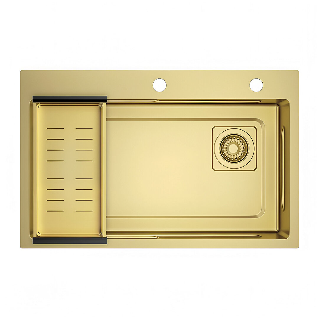 Изображение товара Кухонная мойка Raglo R702.7246.03, 72 см, нержавеющая сталь, коландер в комплекте, PVD золотой сатин