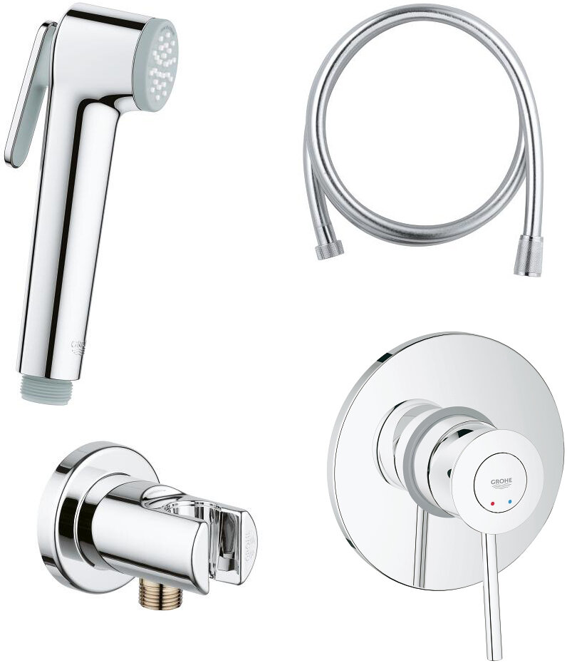 Изображение товара Гигиенический душ Grohe BauClassic, 124901, со смесителем, хром
