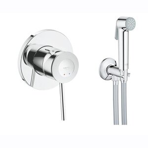 Изображение товара Гигиенический душ Grohe BauClassic, 124902, со смесителем, хром Изображение товара Гигиенический душ Grohe BauClassic, 124902, со смесителем, хром