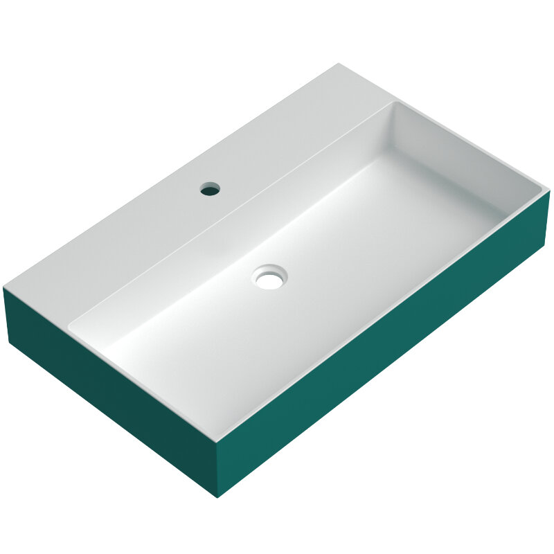 Изображение товара Раковина Radostone Cezaria RCEZ15018, 80 см, искусственный камень, цвет белый матовый/бирюзовый