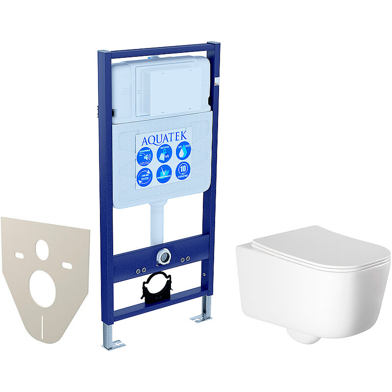 Изображение товара Инсталляция Aquatek Standard INS-0000012 с унитазом Лугано AQ2002-00, керамическим унитазом и функц