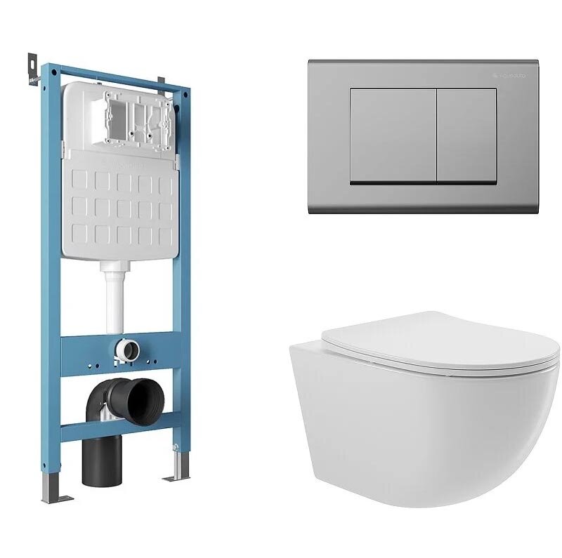 Изображение товара Безободковый подвесной унитаз Aqueduto Ovo и инсталляция Aqueduto Tecnica комплект
