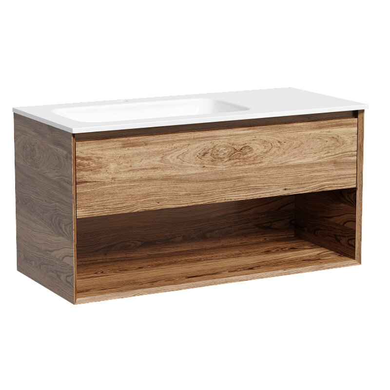 Изображение товара Тумба под раковину Sancos Marmi 1.0 MR1.0100LECH/MR1.0100RECH, 100 см, подвесная, цвет дуб чарльстон, левая/правая