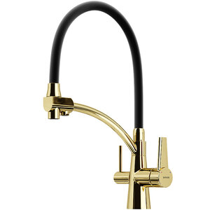 Изображение товара Смеситель для кухонной мойки Sancos Eri SC4001ZG, с подключением к фильтру, с гибким изливом, цвет полированное золото, PVD покрытие
