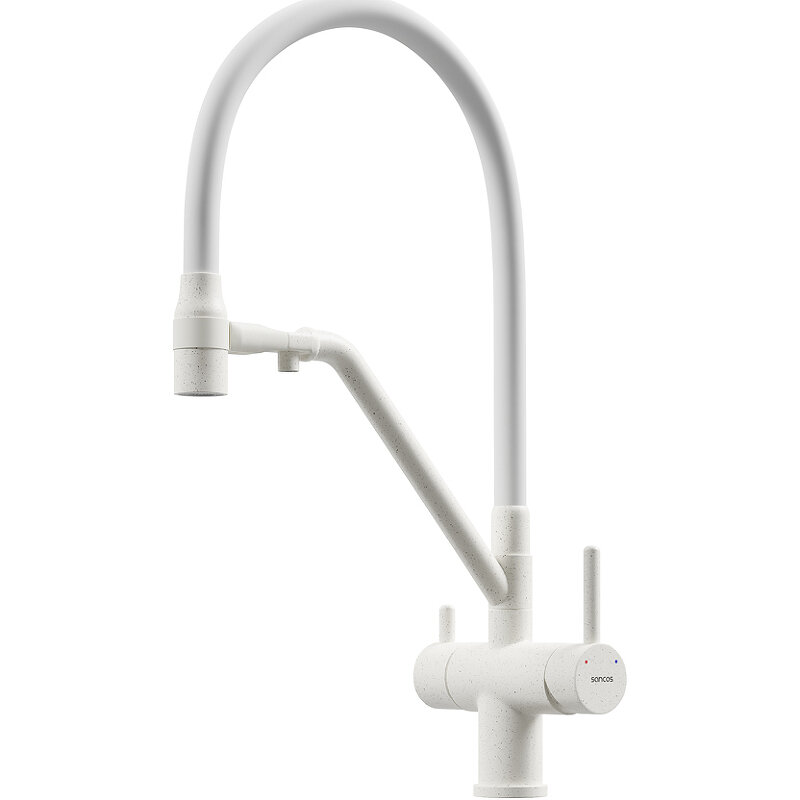 Изображение товара Смеситель кухонный Sancos Dora SC4003MW с фильтром 360 градусов белый матовый