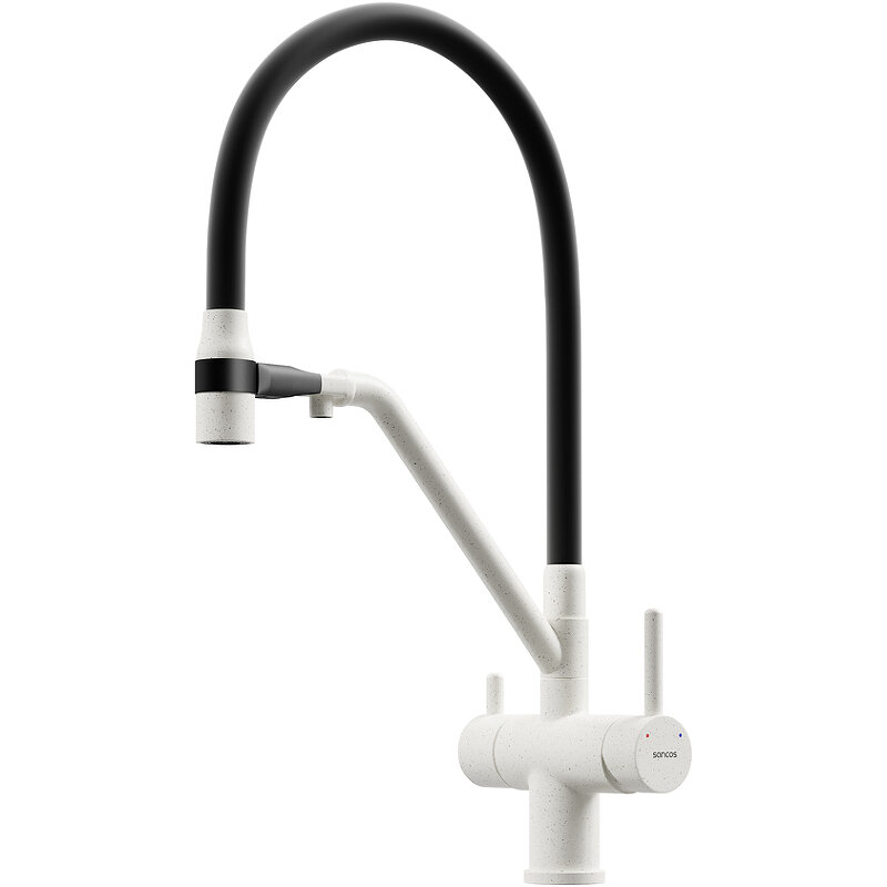Изображение товара Смеситель для кухонной мойки Sancos Dora SC4003GR, с подключением к фильтру, с гибким изливом, цвет белый гранит Изображение товара Смеситель для кухонной мойки Sancos Dora SC4003GR, с подключением к фильтру, с гибким изливом, цвет белый гранит
