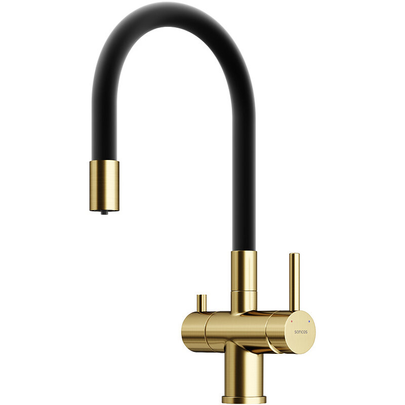 Изображение товара Смеситель для кухонной мойки Sancos Lucia SC4004BG, с подключением к фильтру, с гибким изливом, цвет золото брашированное, PVD покрытие Изображение товара Смеситель для кухонной мойки Sancos Lucia SC4004BG, с подключением к фильтру, с гибким изливом, цвет золото брашированное, PVD покрытие