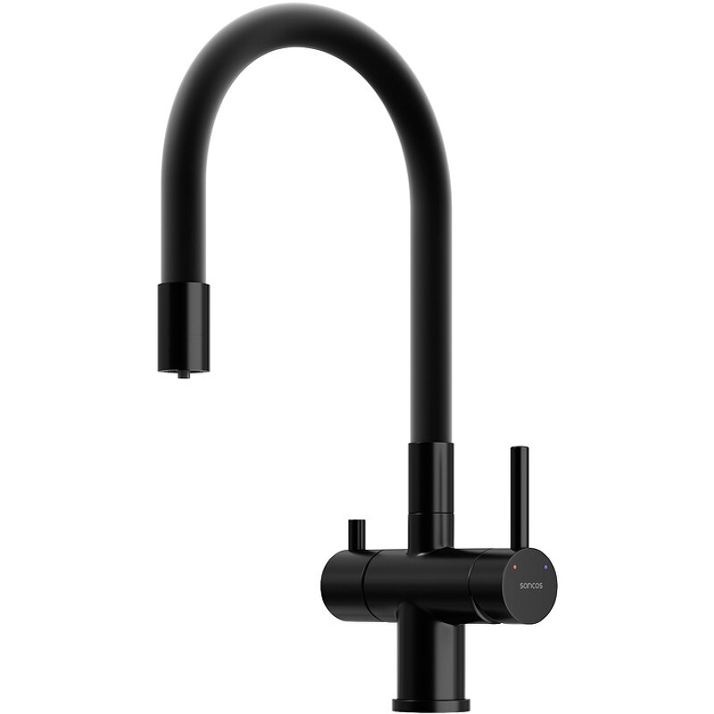 Изображение товара Смеситель Sancos Lucia SC4004MB для кухонной мойки с подключением к фильтру и гибким изливом