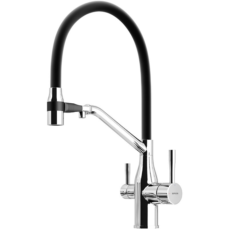 Изображение товара Смеситель для кухонной мойки Sancos Orta SC4008CH с подключением к фильтру и гибким изливом