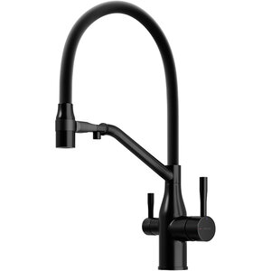 Изображение товара Смеситель для кухонной мойки Sancos Orta SC4008MB, с подключением к фильтру, с гибким изливом, цвет черный матовый