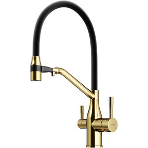 Изображение товара Смеситель для кухонной мойки Sancos Orta SC4008BG, с подключением к фильтру, с гибким изливом, цвет золото брашированное, PVD покрытие