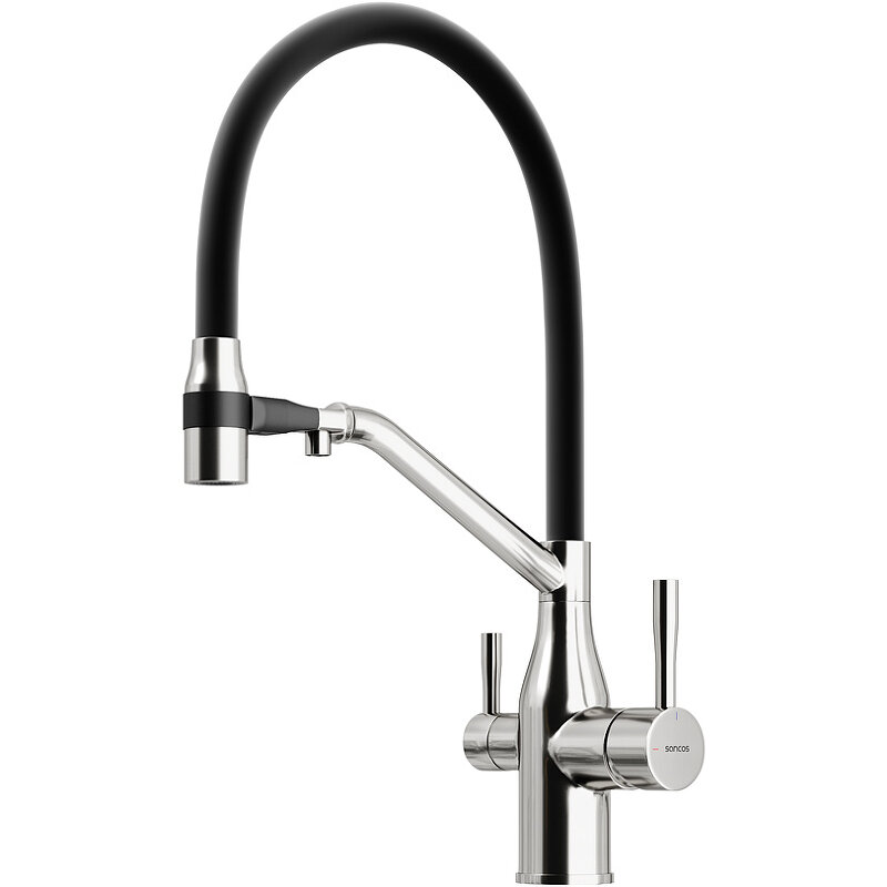 Изображение товара Смеситель для кухонной мойки Sancos Orta SC4008BN с гибким изливом и подключением к фильтру