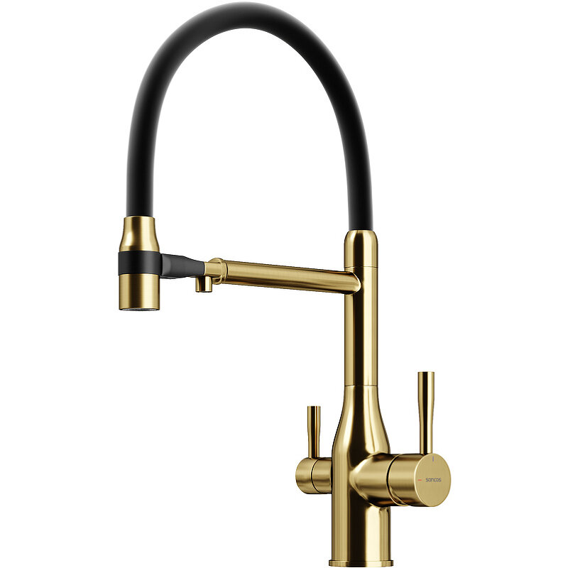 Изображение товара Смеситель для кухонной мойки Sancos Garda SC4009BG, с подключением к фильтру, с гибким изливом, цвет золото брашированное, PVD покрытие Изображение товара Смеситель для кухонной мойки Sancos Garda SC4009BG, с подключением к фильтру, с гибким изливом, цвет золото брашированное, PVD покрытие