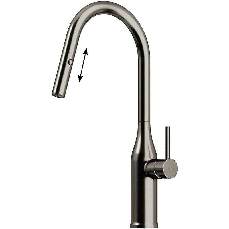 Изображение товара Смеситель для кухонной мойки Sancos Grand SC4002GG, выдвижной излив, gunmetal