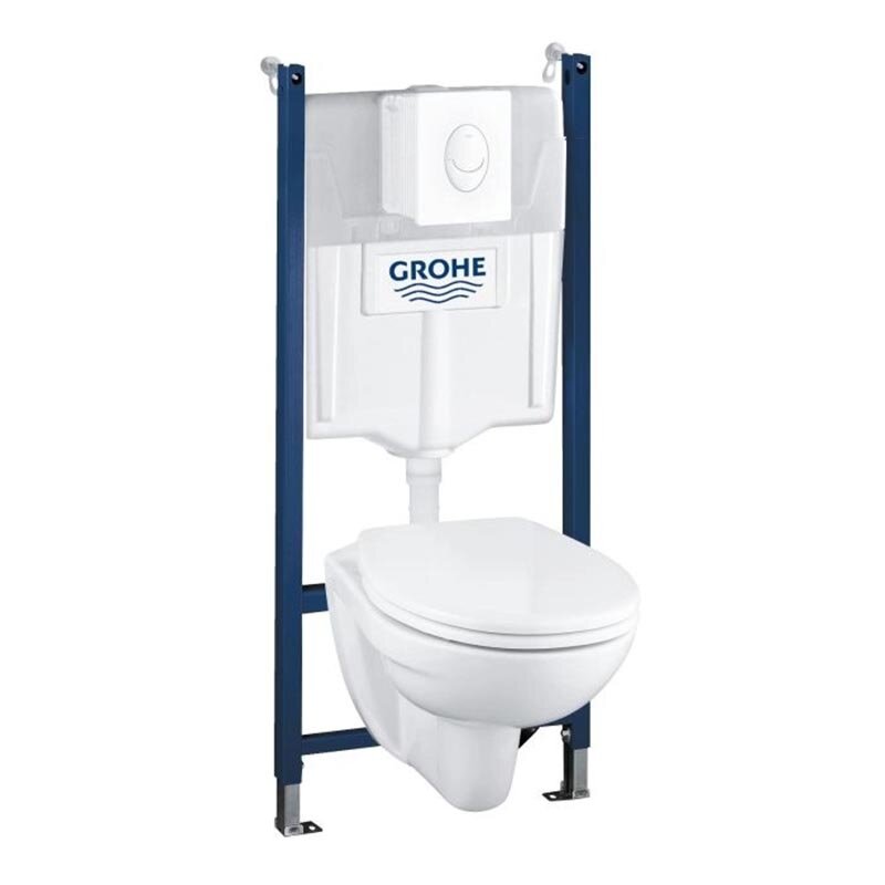 Изображение товара Инсталляция с подвесным унитазом Grohe Lecico Perth, крышка микролифт, клавиша Skate Air белая, 39116000
