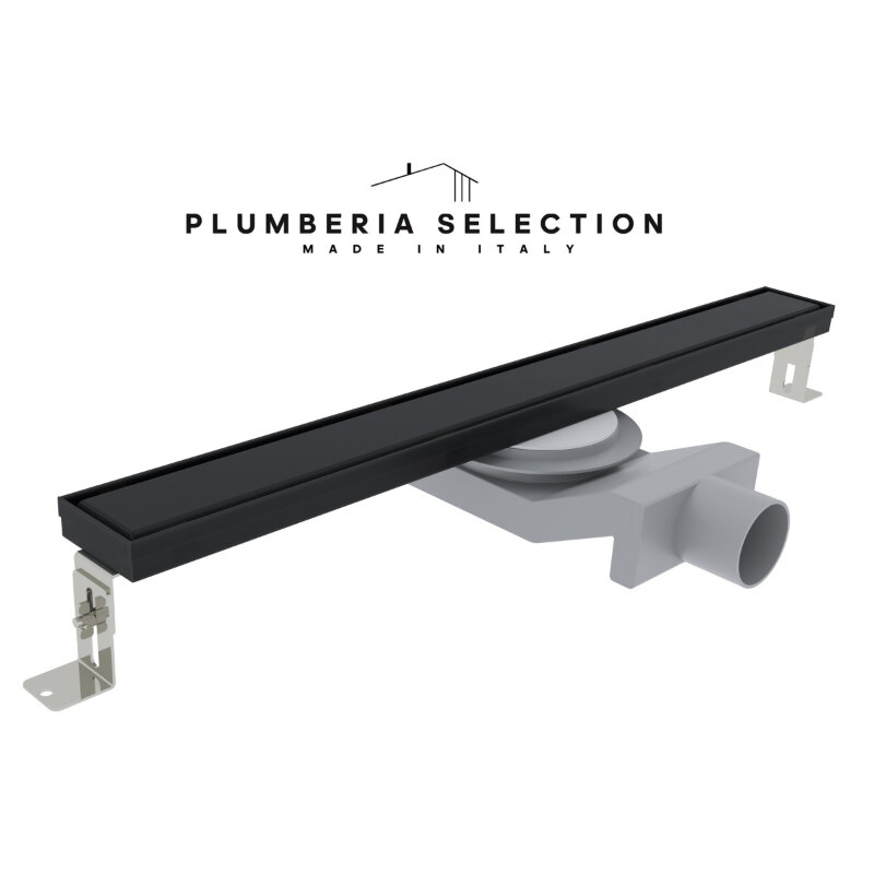 Изображение товара Дренажный канал Plumberia Selection PSL Linear PSL90NO, 90 см, под плитку, цвет черный матовый Изображение товара Дренажный канал Plumberia Selection PSL Linear PSL90NO, 90 см, под плитку, цвет черный матовый