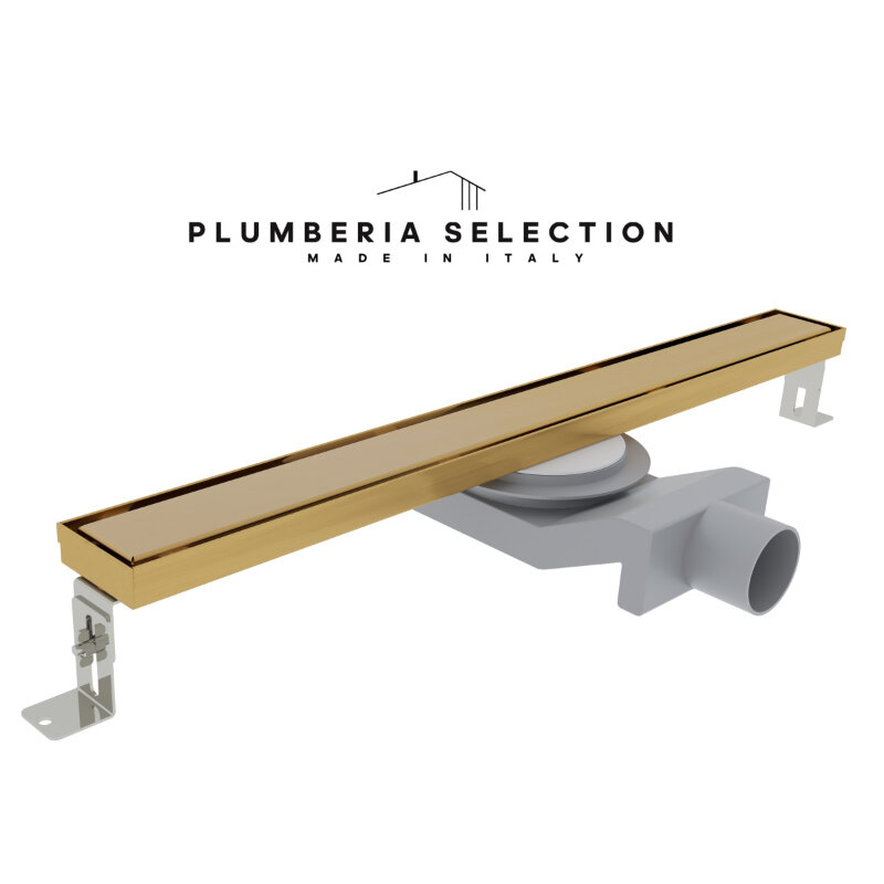 Изображение товара Дренажный канал Plumberia Selection PSL Linear PSL80OB 80 см под плитку золото брашированное