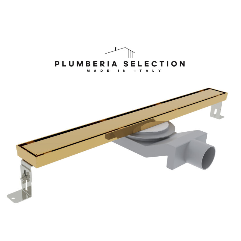 Изображение товара Дренажный канал Plumberia Selection PSL Linear PSL70OR, 70 см, под плитку, цвет золото 24К