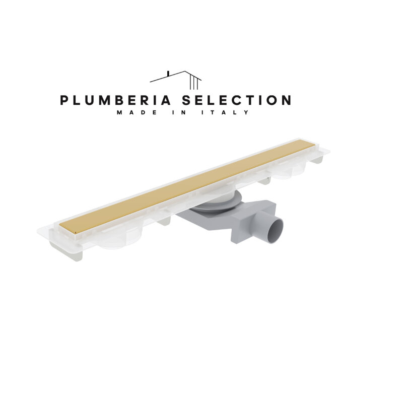 Изображение товара Дренажный канал Plumberia Selection PSM Modular PSM80OR 80 см под плитку золото 24К Италия