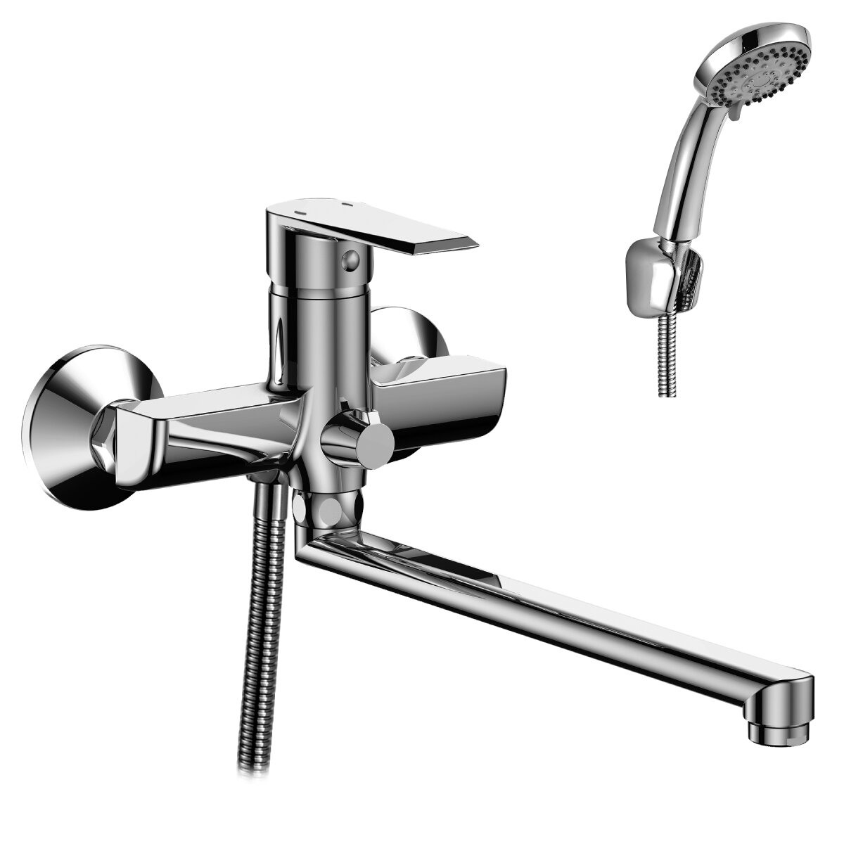 Изображение товара Смеситель Rossinka RS28-33 для ванны — универсальный с плоским поворотным изливом