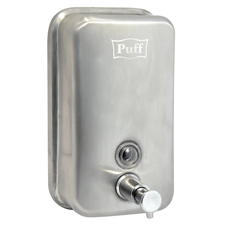 Изображение товара Диспенсер для жидкого мыла Puff 8608m, 1402.096, наливной, антивандальный, хром матовый Изображение товара Диспенсер для жидкого мыла Puff 8608m, 1402.096, наливной, антивандальный, хром матовый