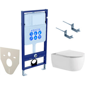 Изображение товара Комплект Set AQUATEK ЕВРОПА New-KKI2: инсталляция Standard INS-0000012, унитаз Европа AQ1106L-00, крепеж KKI-0000002, тонкое сиденье soft close, цвет белый, без клавиши смыва