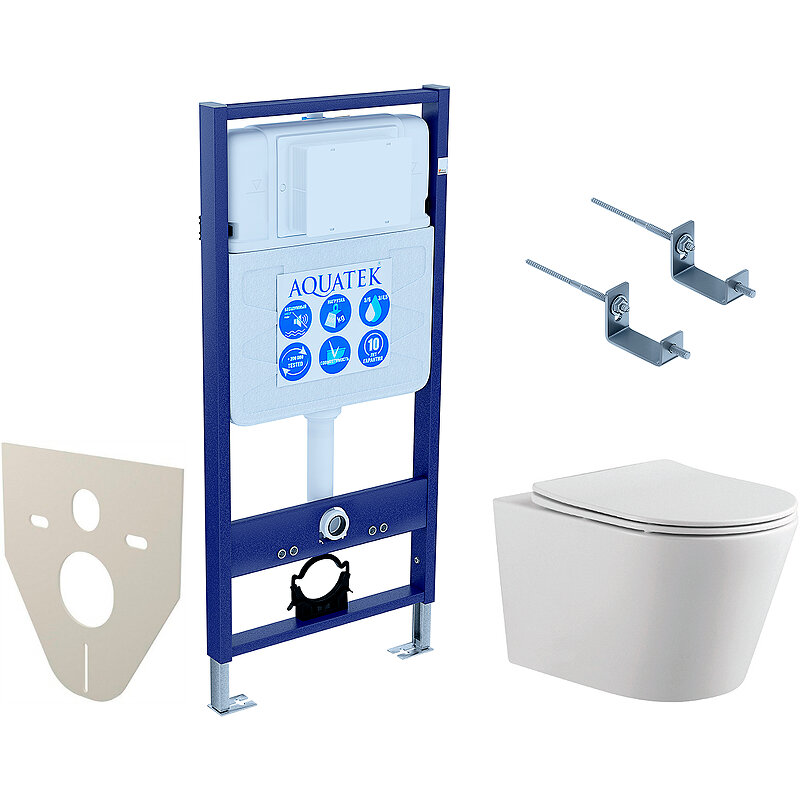 Изображение товара Комплект унитаза AQUATEK ВЕГА-KKI2 с инсталляцией и тонким сиденьем soft close