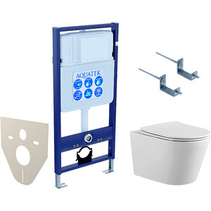 Изображение товара Комплект Set AQUATEK ВЕГА-KKI2, инсталляция Standard INS-0000012, унитаз Вега AQ 1905 00, тонкое сиденье soft close, цвет белый, звукоизоляционная прокладка+крепеж KKI-0000002