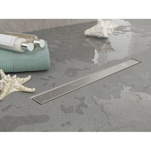 Изображение товара Дренажный канал Plumberia Selection PSL In-Tile PST100MT, 100 см, под плитку, цвет нержавеющая сталь матовая