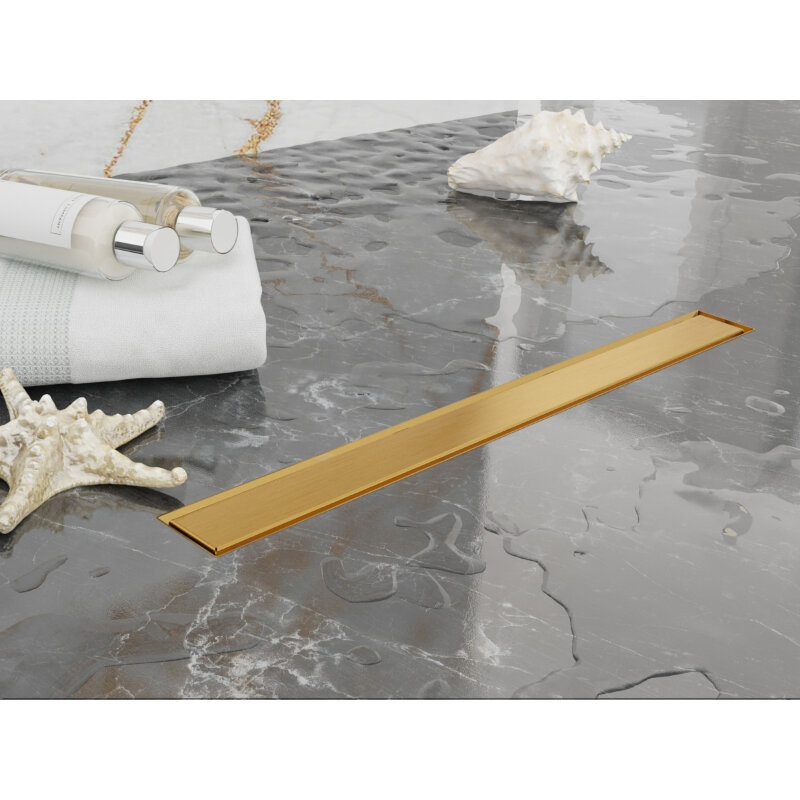 Изображение товара Дренажный канал Plumberia Selection PSL In-Tile PST60OB 60 см под плитку золото брашированное