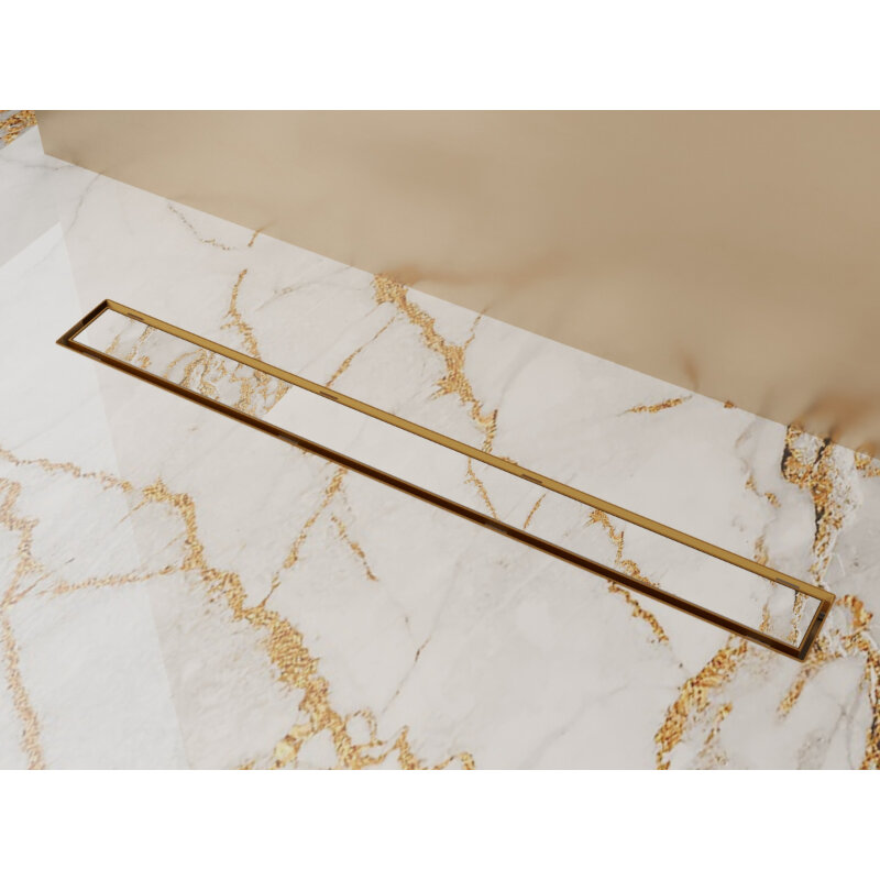 Изображение товара Дренажный канал Plumberia Selection PSL In-Tile 70 см золото брашированное Италия