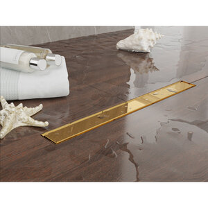 Изображение товара Дренажный канал Plumberia Selection PSL In-Tile PST60OR, 60 см, под плитку, цвет золото 24К
