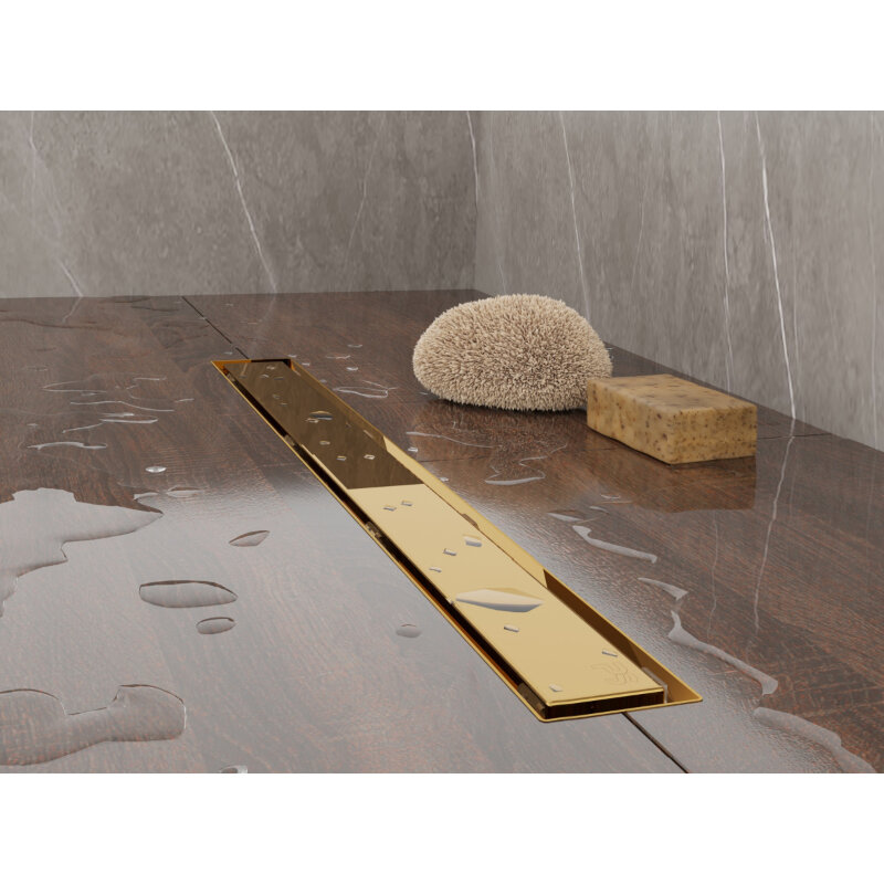 Изображение товара Дренажный канал Plumberia Selection PSL In-Tile 80 см под плитку золото 24К