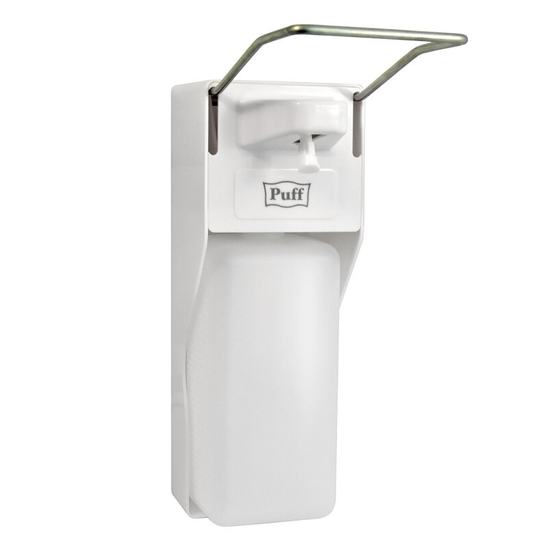 Изображение товара Локтевой диспенсер Puff-8197 для жидкого мыла и дезинфектантов 1000 мл белый пластиковый