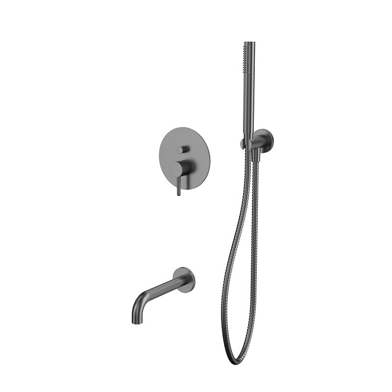 Изображение товара Смеситель Whitecross Y gunmetal YSET06GM для ванны и душа, с душевым гарнитуром, вороненая сталь, gunmetal