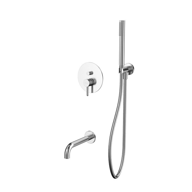 Изображение товара Смеситель Whitecross Y brushed nickel YSET06NIB для ванны и душа, с душевым гарнитуром, цвет никель брашированный
