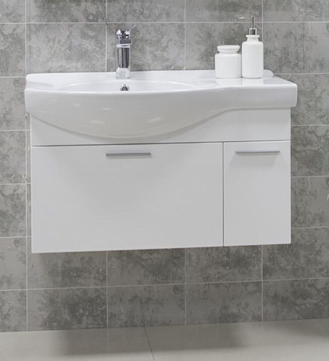 Изображение товара Тумба под раковину Акватон Инди 80 1A188401ND010, белая, подвесная, эконом сегмент