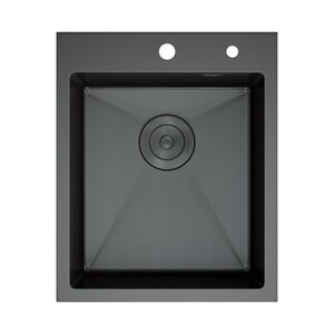 Изображение товара Мойка кухонная D&K, DKS415006, 40 см, в комплекте дозатор и коландер, нержавеющая сталь графит