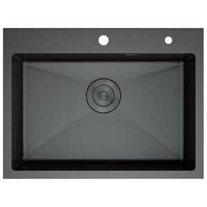 Изображение товара Мойка кухонная D&K, DKS605006, 60 см, в комплекте дозатор и коландер, нержавеющая сталь графит