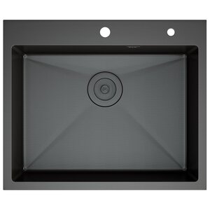 Изображение товара Мойка кухонная DQ, DKS604506, 60 см, в комплекте дозатор и коландер, нержавеющая сталь графит - вороненая сталь